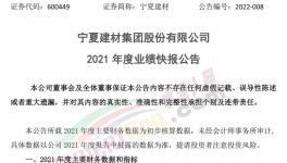 寧夏建材業(yè)績快報：2021年凈利同比下降16.96%！